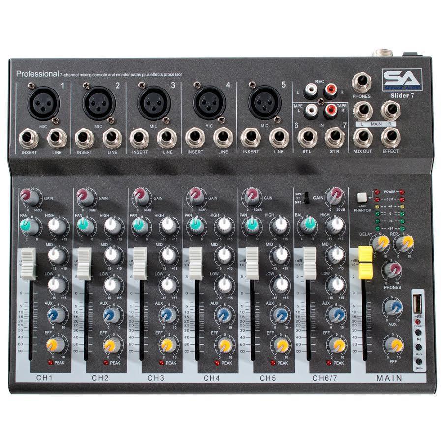 Seismic Audio 400W Powered PA Head Audio 8-Channel Mixer with Bluetooth  Remote and Effects 