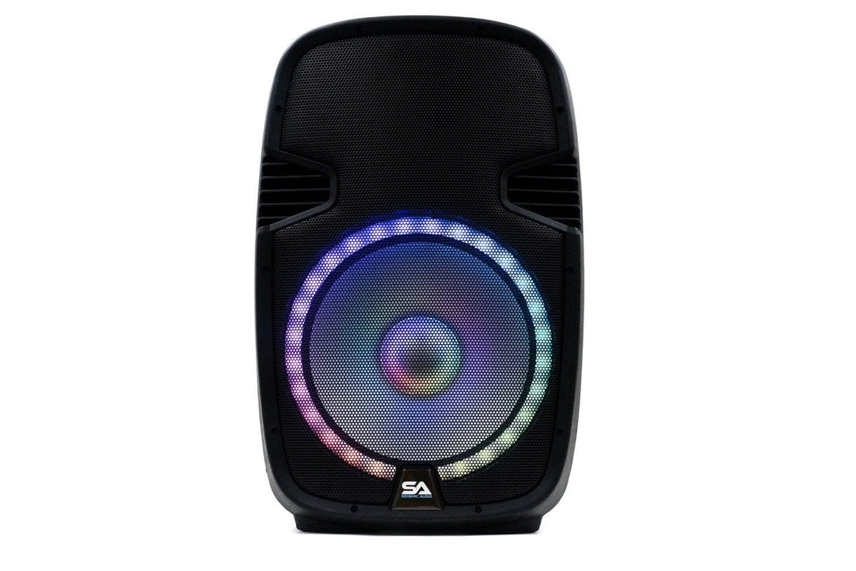 Pair of 15 Inch DJ Karaoke Party Speakers with Stands and LED