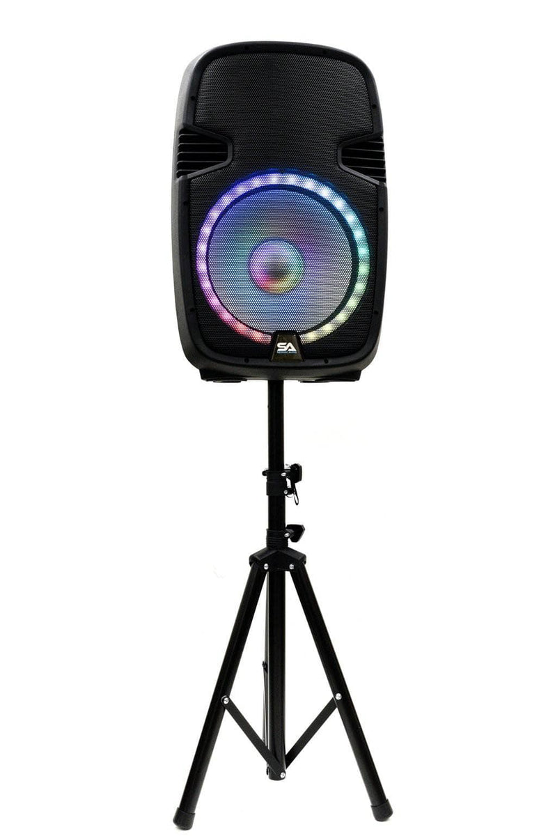 Active 15 Inch DJ Karoake Party Speaker with Stand and LED Lights