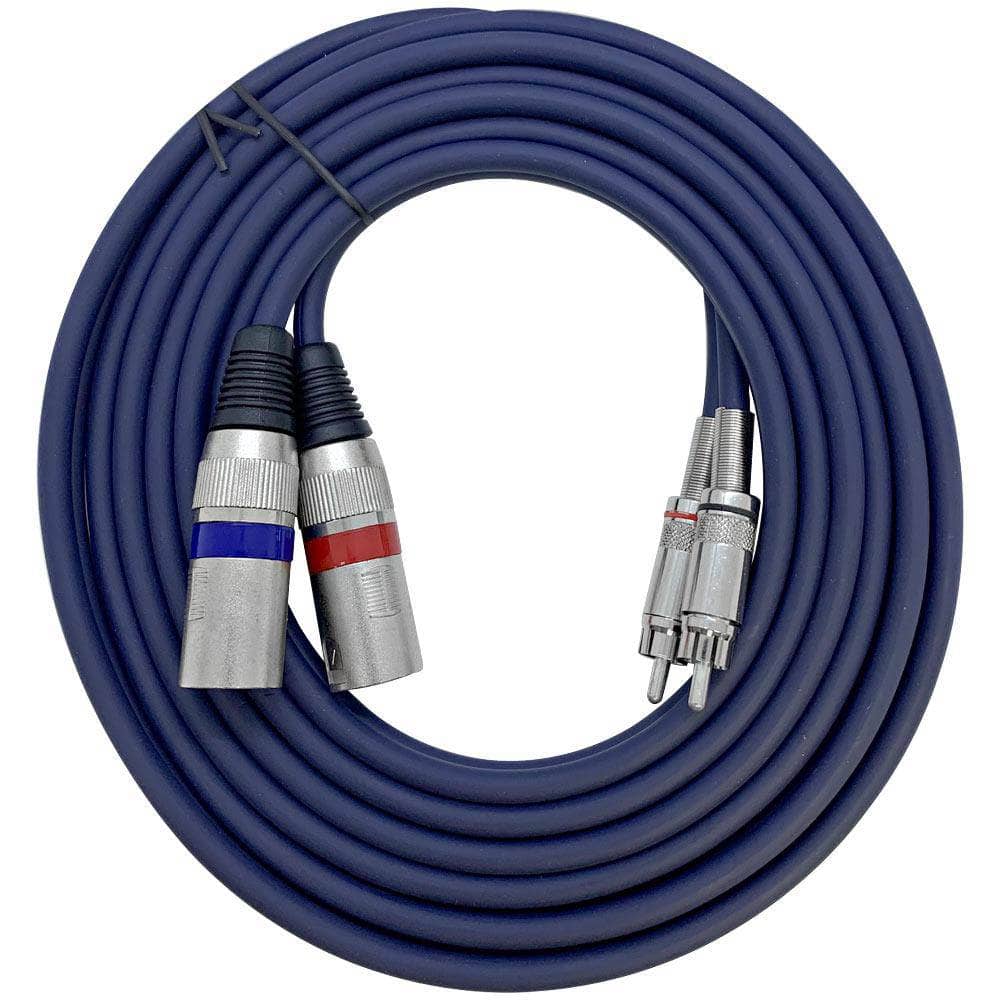 100' 2-XLR 3C Male to 2-RCA Male Stereo Audio Cable