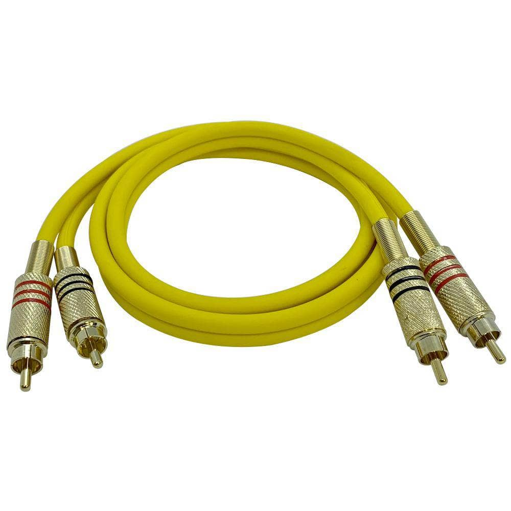 Premium 3 Foot Yellow Dual Rca Male To Dual Rca Male Audio Patch Cable Gold Plated Seismic Audio 8121