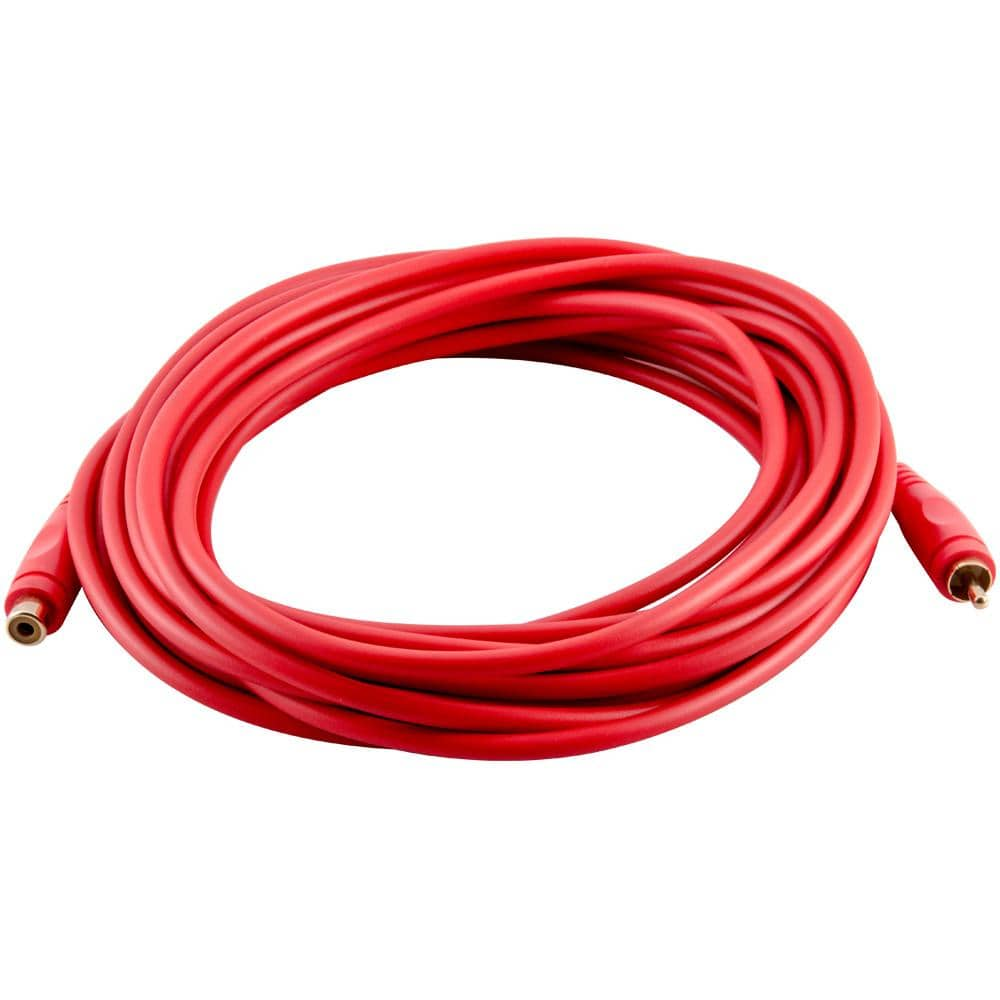 25 Foot Red Rca Male To Rca Female Audio Extension Cable Gold Plated Seismic Audio 2206