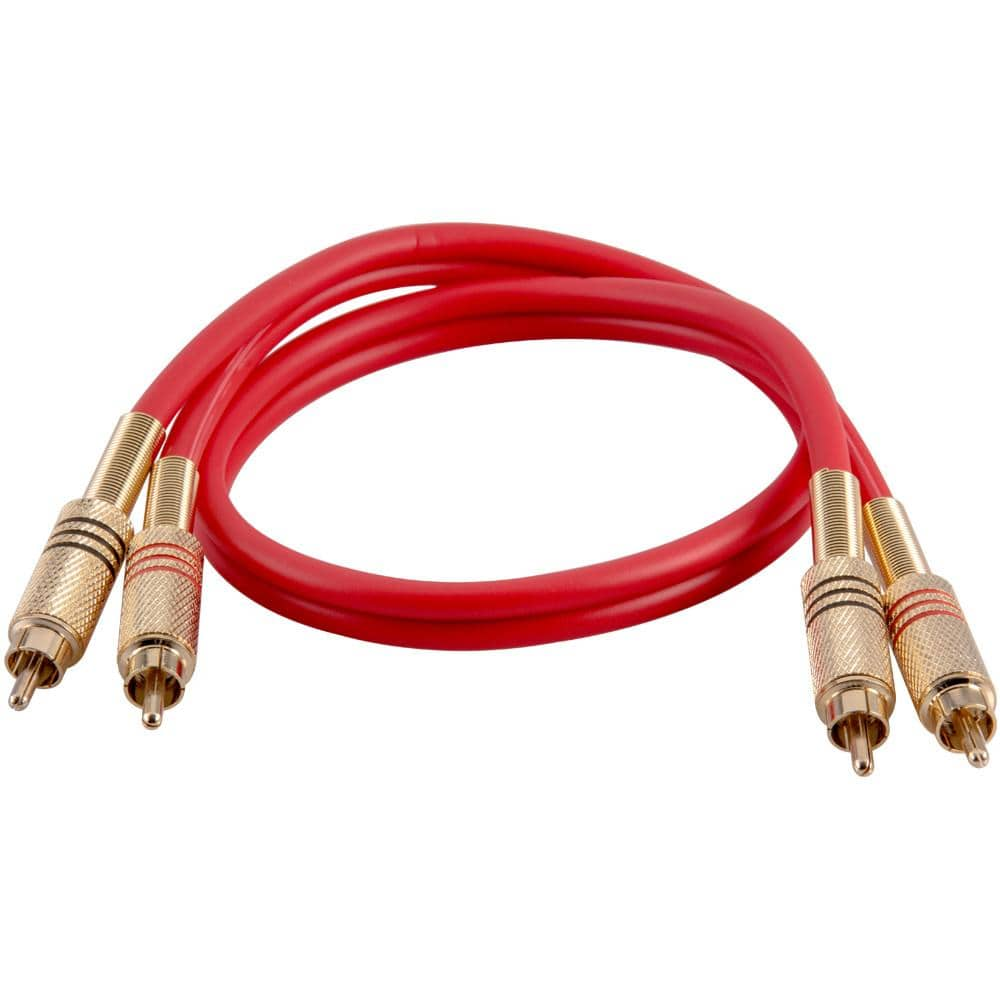 Premium 2 Foot Red Dual Rca Male To Dual Rca Male Audio Patch Cable Gold Plated Seismic Audio 6399