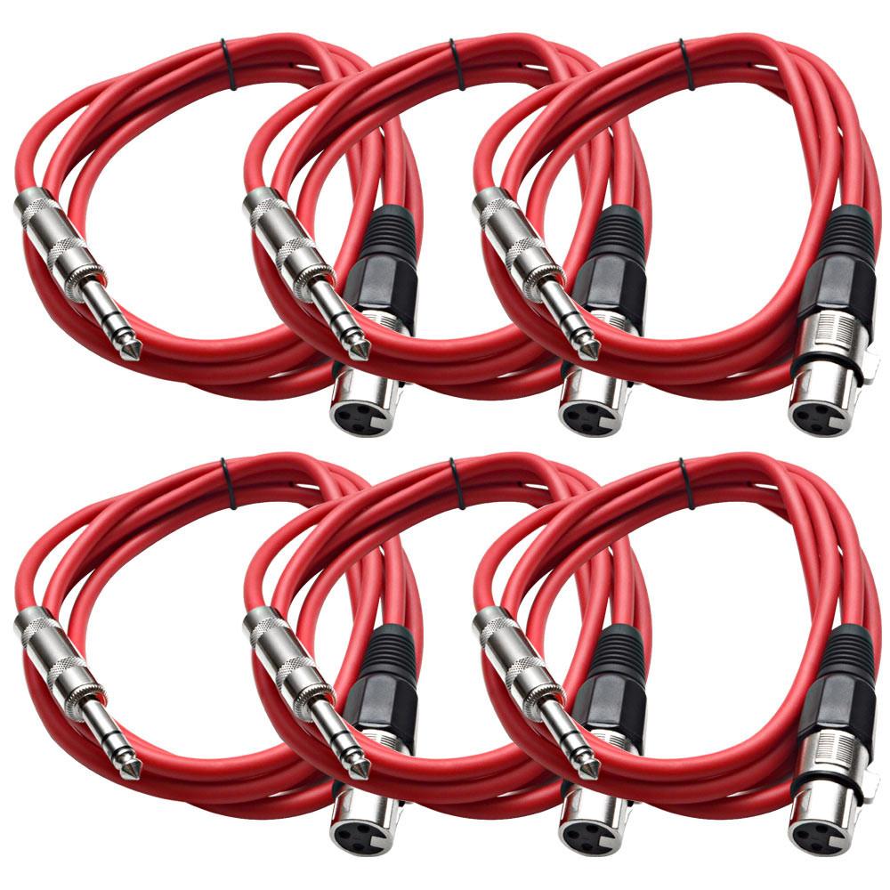 Satrxl F6 Red 6 Foot Xlr Female To Trs Male Patch Cable 6