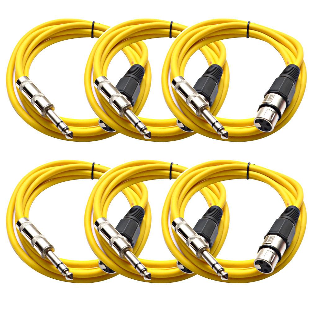 Satrxl F6 Yellow 6 Foot Xlr Female To Trs Male Patch Cable 6