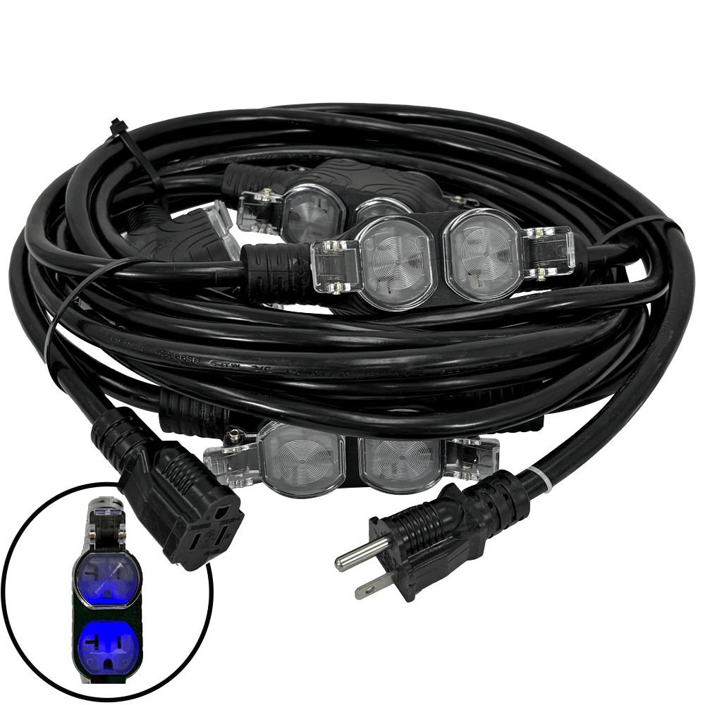 25 Foot Heavy Duty Extension Cord with 17 Outlets NEMA 5-15P Power Cord ...