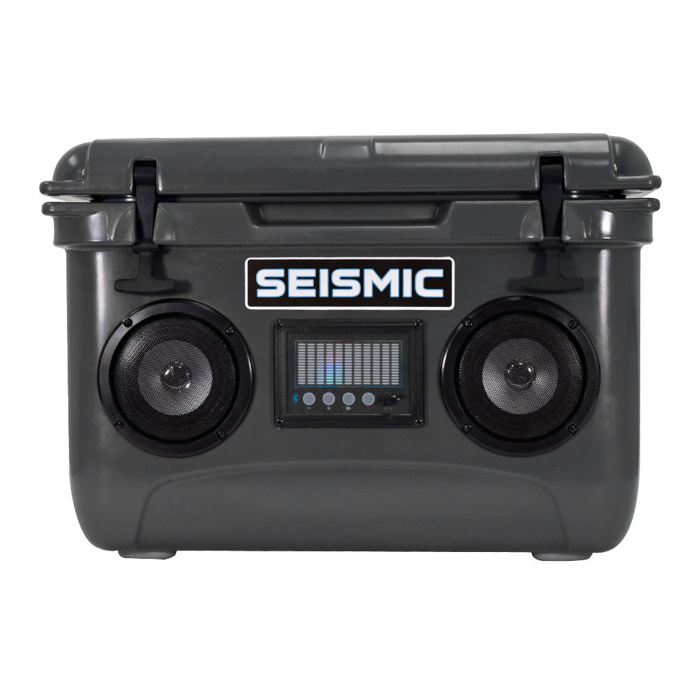 Seismic Audio - SC37WS-Grey - 37 Quart Grey Hard Cooler Box with Built-In Bluetooth Speakers