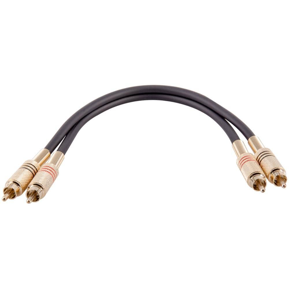 Premium Black 1 Foot Dual Rca Male To Dual Rca Male Audio Patch Cable Gold Plated Seismic Audio 9945