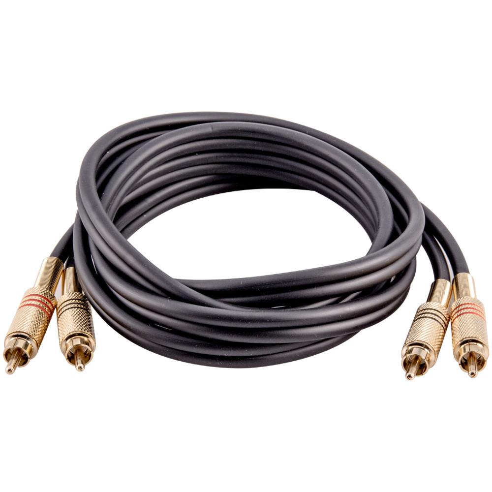 Premium 6 Foot Black Dual Rca Male To Dual Rca Male Audio Patch Cable Gold Plated Seismic Audio 6543