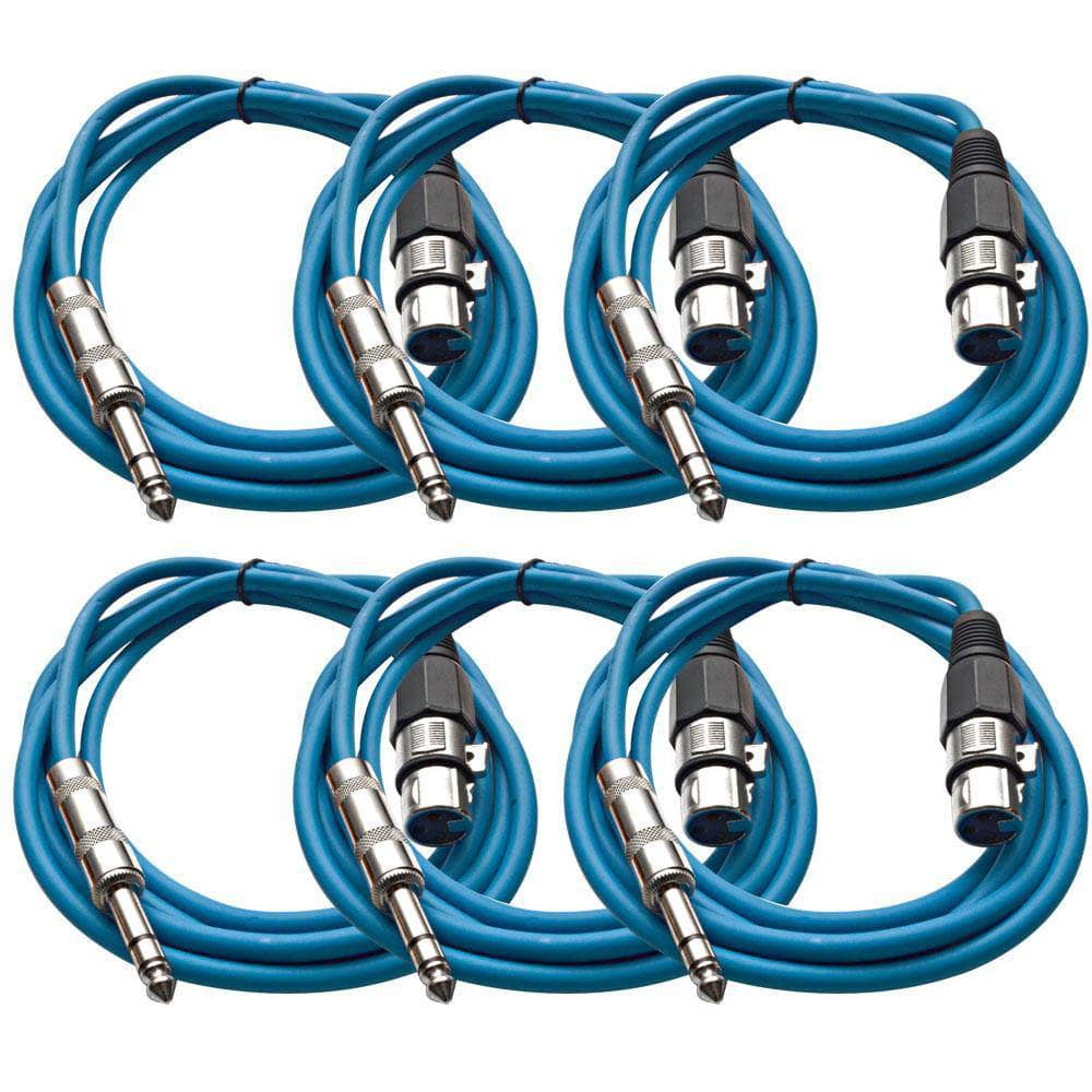 Satrxl F6 Blue 6 Foot Xlr Female To Trs Male Patch Cable 6